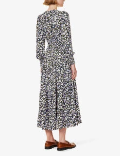 ME AND EM Floral-print Recycled Polyester-blend Maxi Dress -Reisi Clothing Shop R04194873 BLACKLILACCREAMKH ALT03