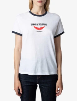 Zadig & Voltaire Zoe Wings-print Cotton-jersey T-shirt -Reisi Clothing Shop R04195184 BLANC ALT02