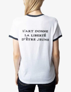 Zadig & Voltaire Zoe Wings-print Cotton-jersey T-shirt -Reisi Clothing Shop R04195184 BLANC ALT03