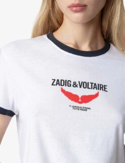 Zadig & Voltaire Zoe Wings-print Cotton-jersey T-shirt -Reisi Clothing Shop R04195184 BLANC ALT04
