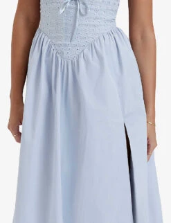 Jaime Broderie-anglaise Full-skirt Stretch-cotton Midi Dress -Reisi Clothing Shop R04195199 SOFTBLUE ALT04