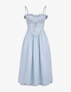 Jaime Broderie-anglaise Full-skirt Stretch-cotton Midi Dress