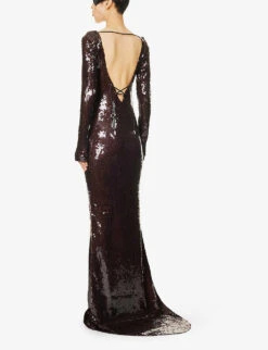 Solarium Sequin-embellished Stretch-woven Gown -Reisi Clothing Shop R04195241 BITTERCHOCOLATE ALT03