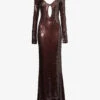 Solarium Sequin-embellished Stretch-woven Gown 2 Solarium Sequin-embellished Stretch-woven Gown -Reisi Clothing Shop R04195241 BITTERCHOCOLATE M
