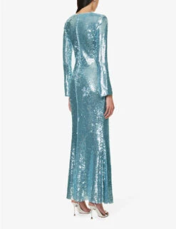 SELF PORTRAIT Sequin-embellished Stretch-woven Maxi Dress 10 SELF PORTRAIT Sequin-embellished Stretch-woven Maxi Dress -Reisi Clothing Shop R04195730 BLUE ALT03