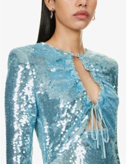 SELF PORTRAIT Sequin-embellished Stretch-woven Maxi Dress 11 SELF PORTRAIT Sequin-embellished Stretch-woven Maxi Dress -Reisi Clothing Shop R04195730 BLUE ALT04