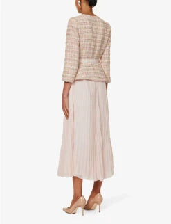 SELF PORTRAIT Sequin-embellished Pleated-skirt Woven Midi Dress -Reisi Clothing Shop R04195740 PINK ALT03