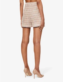 SELF PORTRAIT Belted Mid-rise Woven Shorts -Reisi Clothing Shop R04195766 PINK ALT03