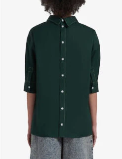 Marni Button-back Dropped-shoulder Cotton-poplin Shirt -Reisi Clothing Shop R04196465 SPHERICALGREEN ALT03