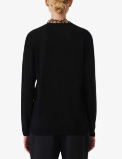 IRO Haby Lace-trim Long-sleeved Silk Cashmere-blend Jumper -Reisi Clothing Shop R04196495 BLA01 ALT03