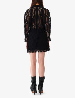 IRO Emsi Lace Wrap-front Stretch Cotton-blend Mini Dress -Reisi Clothing Shop R04196554 BLA01 ALT03