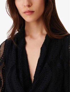 IRO Emsi Lace Wrap-front Stretch Cotton-blend Mini Dress -Reisi Clothing Shop R04196554 BLA01 ALT04