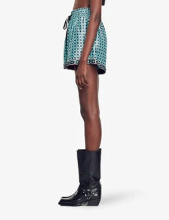 Sandro Louxor Graphic-print Woven Shorts -Reisi Clothing Shop R04197507 BRUNS ALT02