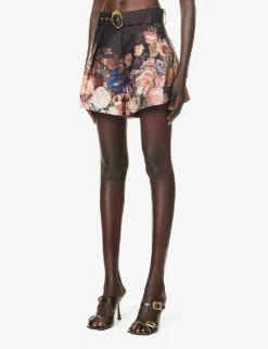 Zimmermann Floral-print High-rise Silk And Cotton-blend Shorts -Reisi Clothing Shop R04199036 MORISOTBLACKPRINT ALT02