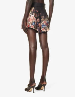 Zimmermann Floral-print High-rise Silk And Cotton-blend Shorts -Reisi Clothing Shop R04199036 MORISOTBLACKPRINT ALT03