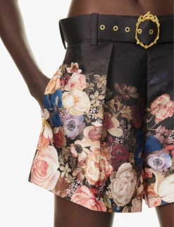 Zimmermann Floral-print High-rise Silk And Cotton-blend Shorts -Reisi Clothing Shop R04199036 MORISOTBLACKPRINT ALT04