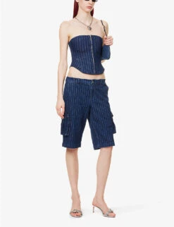 Dune Pinstripe Stretch-cotton Blend Shorts -Reisi Clothing Shop R04199779 VARSITYPINSTRIPE ALT01