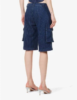 Dune Pinstripe Stretch-cotton Blend Shorts -Reisi Clothing Shop R04199779 VARSITYPINSTRIPE ALT03