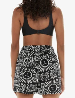Whistles Sunman Graphic-print Elasticated-band Linen Cotton-blend Shorts -Reisi Clothing Shop R04200353 MONOCHROME ALT03