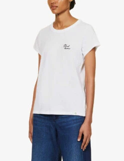 Rag & Bone Star Crossed Lovers Logo-embroidered Organic Cotton-jersey T-shirt -Reisi Clothing Shop R04201905 WHITE ALT02