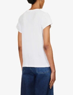 Rag & Bone Star Crossed Lovers Logo-embroidered Organic Cotton-jersey T-shirt -Reisi Clothing Shop R04201905 WHITE ALT03