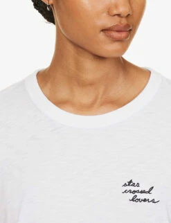 Rag & Bone Star Crossed Lovers Logo-embroidered Organic Cotton-jersey T-shirt -Reisi Clothing Shop R04201905 WHITE ALT04