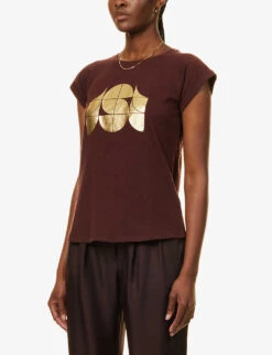 Soeur Valentina Logo-print Cotton-blend T-shirt -Reisi Clothing Shop R04202835 PURPLE ALT02