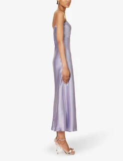 Joana Strapless Silk Midi Dress -Reisi Clothing Shop R04203303 AURA ALT02