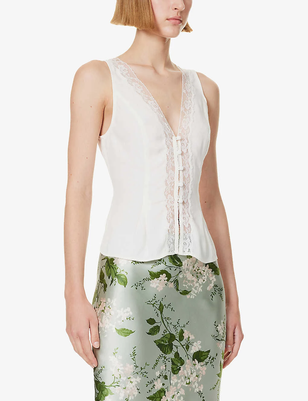 Cristina Lace-trim Slim-fit Crepe Top 5 Cristina Lace-trim Slim-fit Crepe Top - Image 3