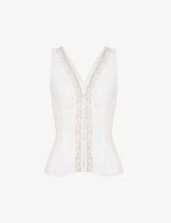 Cristina Lace-trim Slim-fit Crepe Top