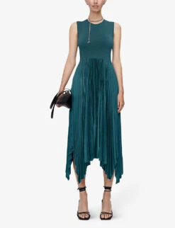 Joseph Dera Pleated Woven Midi Dress -Reisi Clothing Shop R04203811 DARKTEAL ALT01