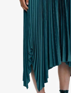Joseph Dera Pleated Woven Midi Dress -Reisi Clothing Shop R04203811 DARKTEAL ALT03