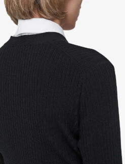 Joseph Ribbed Patch-pocket Stretch Wool-blend Cardigan -Reisi Clothing Shop R04203813 BLACK ALT04