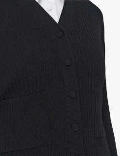Joseph Ribbed Patch-pocket Stretch Wool-blend Cardigan -Reisi Clothing Shop R04203813 BLACK ALT05