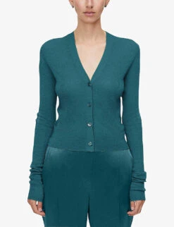 Joseph Cashair V-neck Cashmere Cardigan -Reisi Clothing Shop R04203824 DARKTEAL ALT02