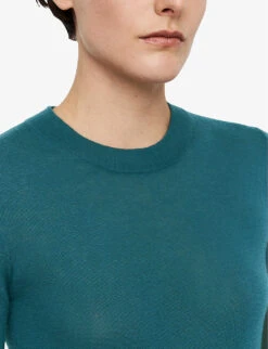 Joseph Cashair Round-neck Cashmere Jumper -Reisi Clothing Shop R04203827 DARKTEAL ALT04