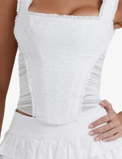Catalina Broderie Anglaise-embroidered Stretch-woven Top -Reisi Clothing Shop R04204261 WHITE ALT04