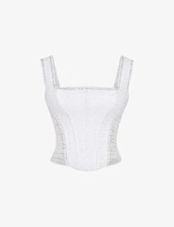 Catalina Broderie Anglaise-embroidered Stretch-woven Top