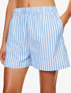SR Sport Striped High-rise Cotton-poplin Shorts -Reisi Clothing Shop R04205002 ATLANTIC ALT04