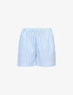 SR Sport Striped High-rise Cotton-poplin Shorts