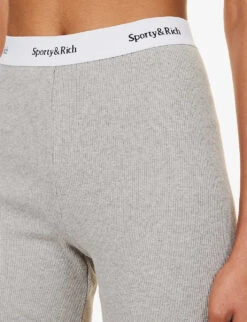 Serif Logo-print High-rise Stretch-cotton Shorts -Reisi Clothing Shop R04205011 HEATHERGRAY ALT04