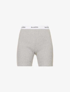 Serif Logo-print High-rise Stretch-cotton Shorts