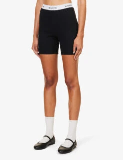 Serif High-rise Stretch-cotton Shorts -Reisi Clothing Shop R04205012 BLACK ALT02