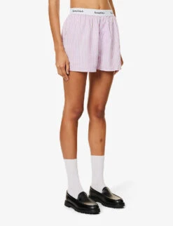 Logo-waistband Striped Tencel Boxer Shorts -Reisi Clothing Shop R04205014 PURPLE ALT02