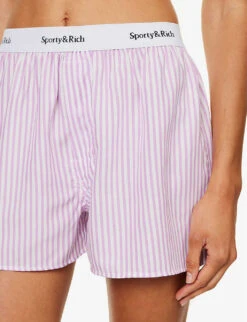 Logo-waistband Striped Tencel Boxer Shorts -Reisi Clothing Shop R04205014 PURPLE ALT04