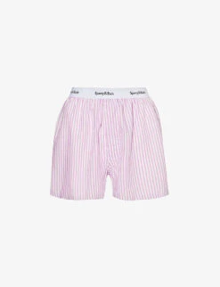 Logo-waistband Striped Tencel Boxer Shorts