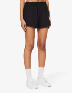 Hotel Disco Logo-print Mid-rise Cotton Shorts -Reisi Clothing Shop R04205039 BLACK ALT02