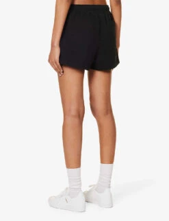 Hotel Disco Logo-print Mid-rise Cotton Shorts -Reisi Clothing Shop R04205039 BLACK ALT03