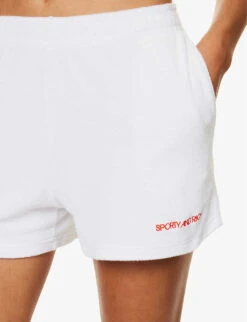 Logo-embroidered Mid-rise Cotton-terry Shorts -Reisi Clothing Shop R04205040 WHITE ALT04