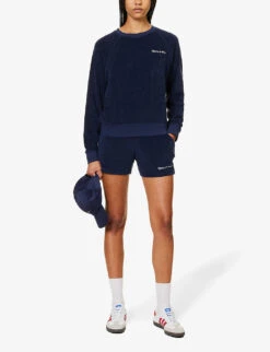 Tennis Club Brand-embroidered Cotton Shorts -Reisi Clothing Shop R04205044 NAVY ALT01